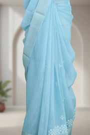 Fancy Cotton Saree with Silver Shine Border