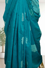 Soft Silk Saree with Floral Print & Tassels