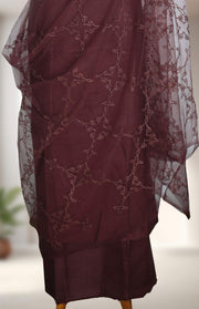 Silk Churidar Material – Floral Embroidery Thread & Sequins Work