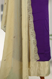 Silk Churidar Material – Golden Embroidery & Sequins Work