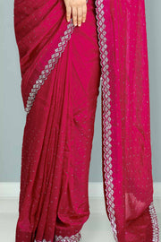Chiffon Fancy Saree with Stone Work & Blouse
