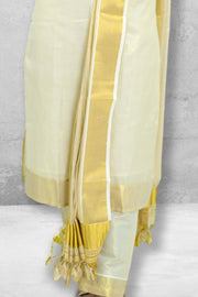 Tissue Churidar with Golden Kasavu
