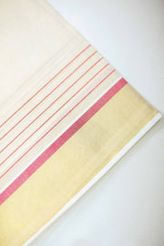 Kerala Set Saree with Golden Kara & Tassels