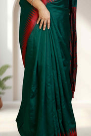 Soft Silk Saree with Tassels & Contrast Blouse