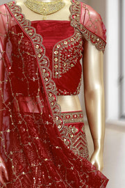 Designer Wedding Lacha – Net with Stone & Sequins Work