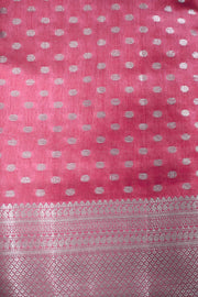 Tusser Silk Saree – Silver Butta with Border