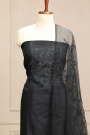 Silk Churidar Material –  Floral Thread & Sequins Work
