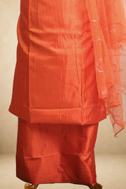 Silk Churidar Material –  Floral Thread & Sequins Work