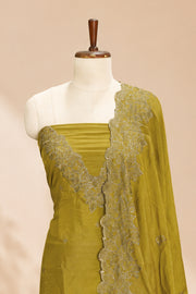 Silk Churidar Material – Golden Beads & Thread Work