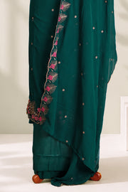 Georgette Churidar Material – Golden Floral Thread & Stone Work