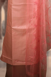 Silk Churidar Material –  Floral Thread & Sequins Work