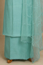 Silk Churidar Material –  Floral Thread & Sequins Work