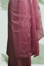 Silk Churidar Material –  Floral Thread & Sequins Work