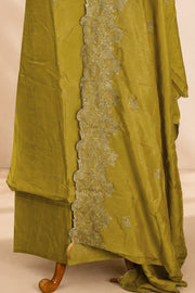 Silk Churidar Material – Golden Beads & Thread Work