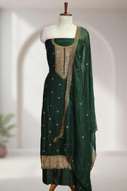Silk Churidar Material with Golden Embroidery & Stone Work