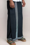 Black Cotton Dhothi with White Print