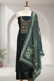 Silk Churidar Material with Golden Thread Work