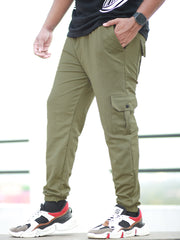 HOG & FOG Ultimate Comfort: Men's Cargo Jogger with RIB, Premium Stitching in Popcorn Fabric - Just 559/- [JOGGER]