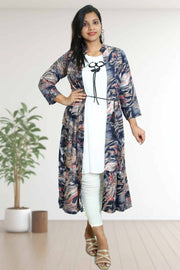 Rayon Long Top with Overcoat Design
