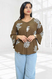 Rayon Short Top with Embroidery