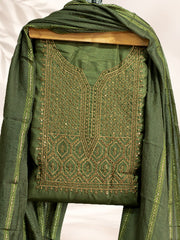 Silk Churidar Material – Golden Thread Work with Sequins