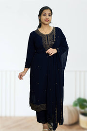 Churidar – Golden Embroidery Thread & Sequins Work