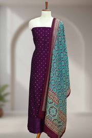 Silk Churidar Material with Button & Butta Work