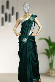 Soft Silk Saree with Floral Print & Tassels