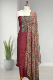 Silk Churidar Material with Mirror Work & Print