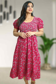Cotton Night Dress with Printed Design