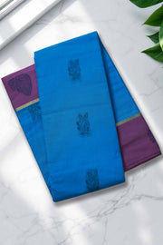 Handloom Cotton Saree – Small Thread Butta with Contrast Border
