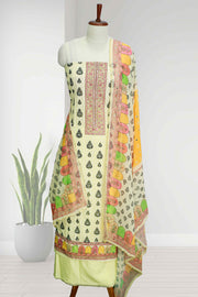 Georgette Churidar Material – Floral Print with Stone & Mirror Work