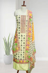 Georgette Churidar Material – Floral Print with Stone & Mirror Work