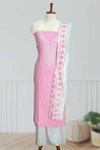 Cotton Churidar Material with Floral Thread Embroidery