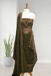 Elegant Georgette Churidar Material – Floral Glam in Gold