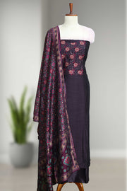 Elegant Silk Churidar Material with  Embroidery Thread Work