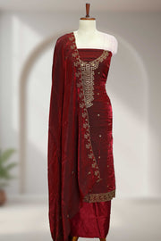 Fendy Churidar Material with Golden Embroidery & Sequins Work