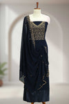 Georgette Churidar Material with Golden Embroidery & Box Work