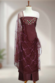 Silk Churidar Material with Floral Thread Embroidery