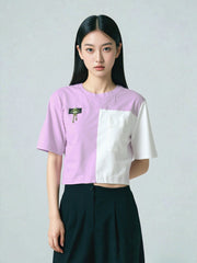 Loopknit Crop Short Top with Pocket Design