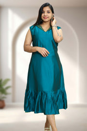 A-Line Kurti in Soft Silk with Embroidery Work