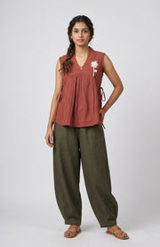 La Fille Short Top – Floral Thread with Stone Work
