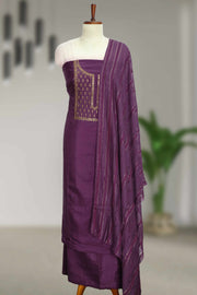 Silk Churidar Material with Golden Embroidery and Box Work