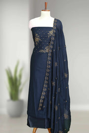 Silk Churidar Material with Embroidery & Beads Work