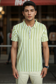 Men’s Loop Knit Collar T-Shirt with Front Zip Design