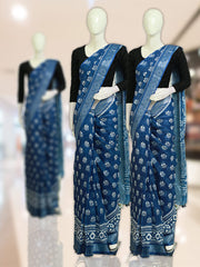 Indigo Linen Dresscode Saree with Batik Design - ₹608