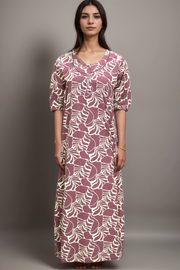 Cotton Nighty with Printed Design & Zip Closure