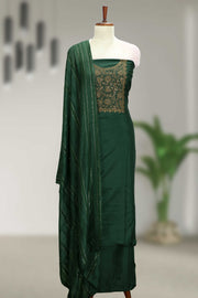 Silk Churidar Material with Golden Embroidery
