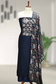 Silk Churidar Material with Stone Work & Print