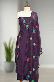 Silk Churidar Material-Floral Thread